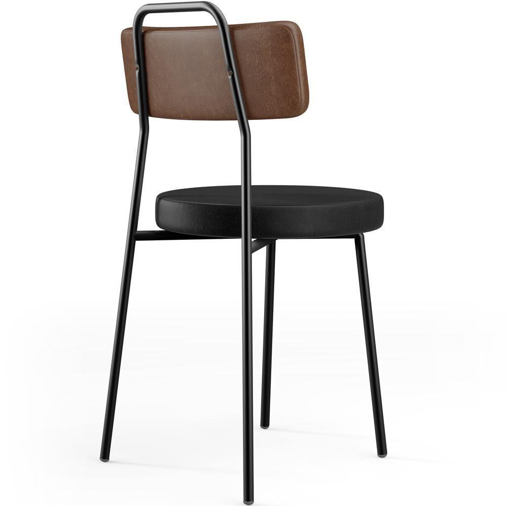 Cadeira Decorativa Estofada Para Sala De Jantar Barcelona L02 Couríssimo Marrom Preto - 2