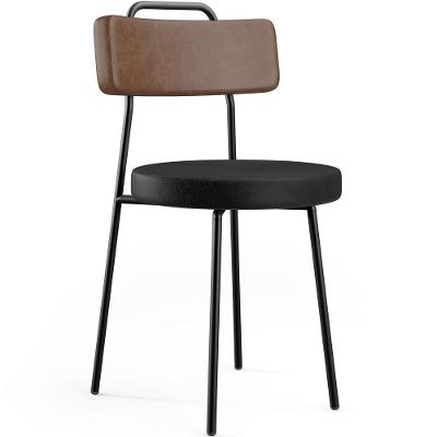 Cadeira Decorativa Estofada Para Sala De Jantar Barcelona L02 Couríssimo Marrom Preto