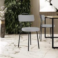 Cadeira Decorativa Estofada Para Sala De Jantar Barcelona L02 Facto Cinza - 7