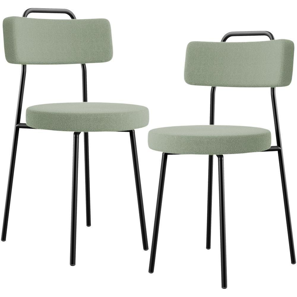 Kit 02 Cadeiras Decorativas Estofada Para Sala De Jantar Barcelona L02 Bouclê Oliva - 1