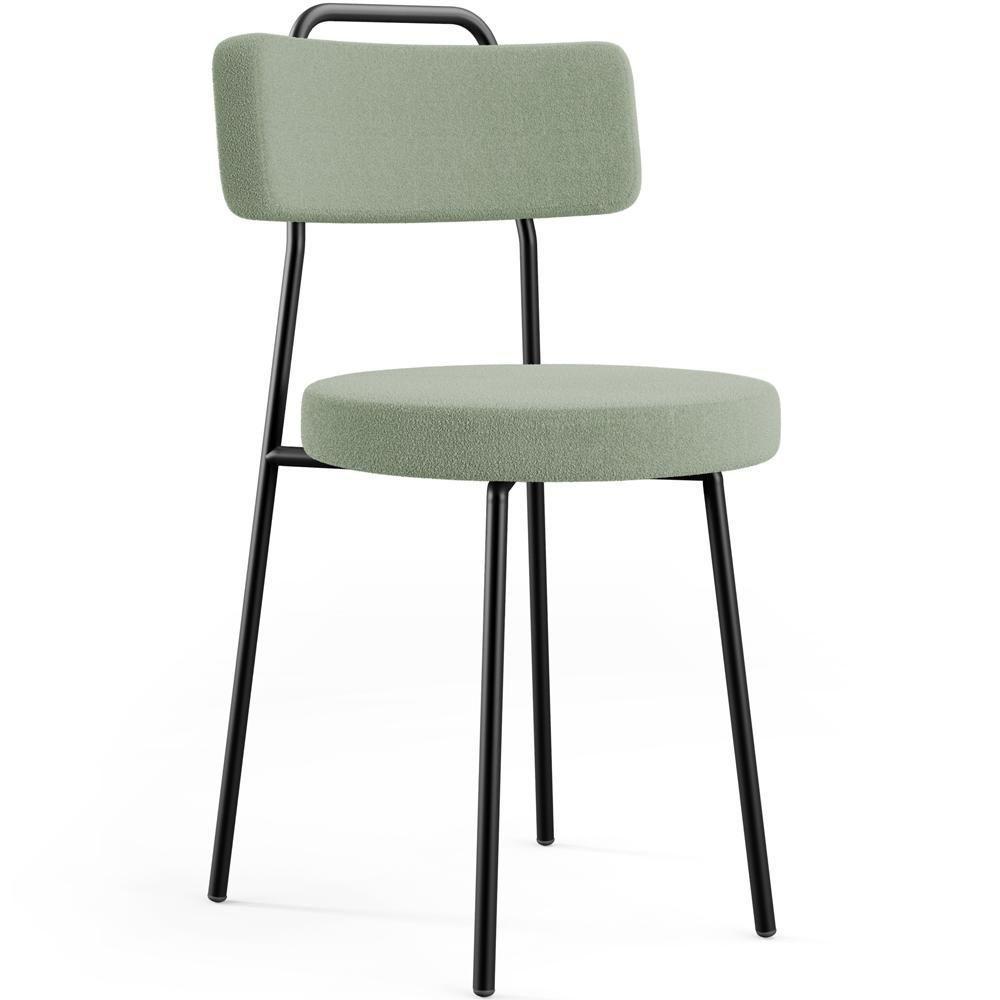 Kit 02 Cadeiras Decorativas Estofada Para Sala De Jantar Barcelona L02 Bouclê Oliva - 7