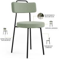 Kit 02 Cadeiras Decorativas Estofada Para Sala De Jantar Barcelona L02 Bouclê Oliva - 8