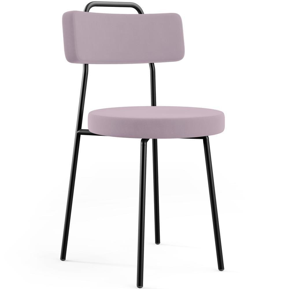 Kit 02 Cadeiras Decorativas Estofada Para Sala De Jantar Barcelona L02 Suede Rosê - 4