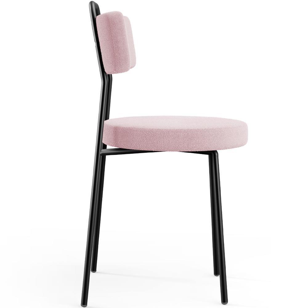 Kit 02 Cadeiras Decorativas Estofada Para Sala De Jantar Barcelona L02 Bouclê Rosê - 3