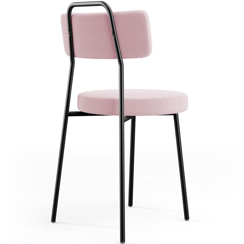 Kit 02 Cadeiras Decorativas Estofada Para Sala De Jantar Barcelona L02 Bouclê Rosê - 6