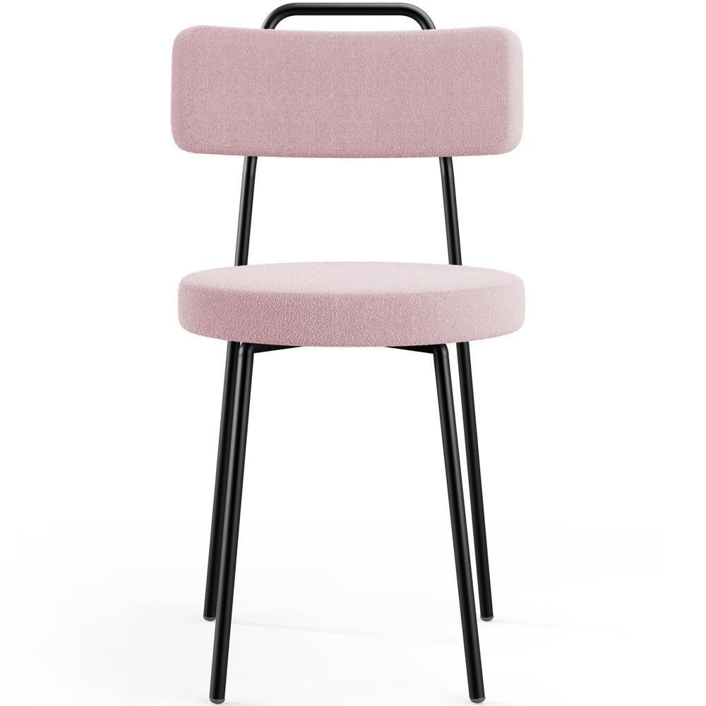 Kit 02 Cadeiras Decorativas Estofada Para Sala De Jantar Barcelona L02 Bouclê Rosê - 8