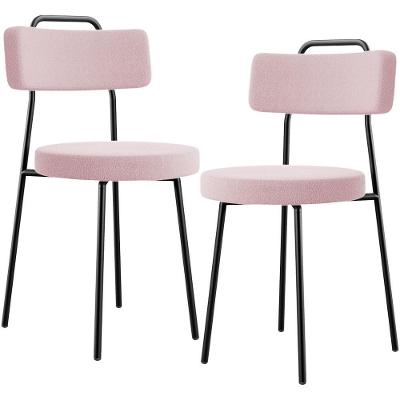 Kit 02 Cadeiras Decorativas Estofada Para Sala De Jantar Barcelona L02 Bouclê Rosê