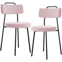 Kit 02 Cadeiras Decorativas Estofada Para Sala De Jantar Barcelona L02 Bouclê Rosê - 1