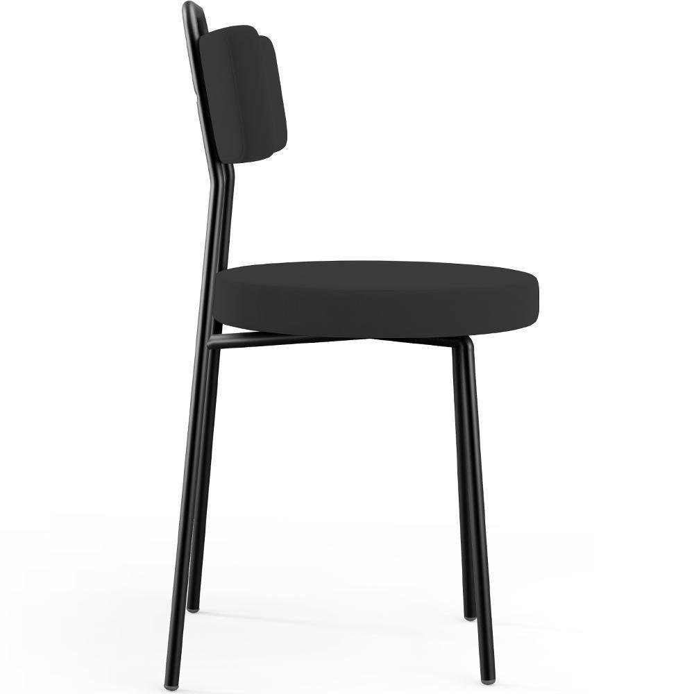 Kit 02 Cadeiras Decorativas Estofada Para Sala De Jantar Barcelona L02 Suede Preto - 7