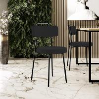 Kit 02 Cadeiras Decorativas Estofada Para Sala De Jantar Barcelona L02 Suede Preto - 5