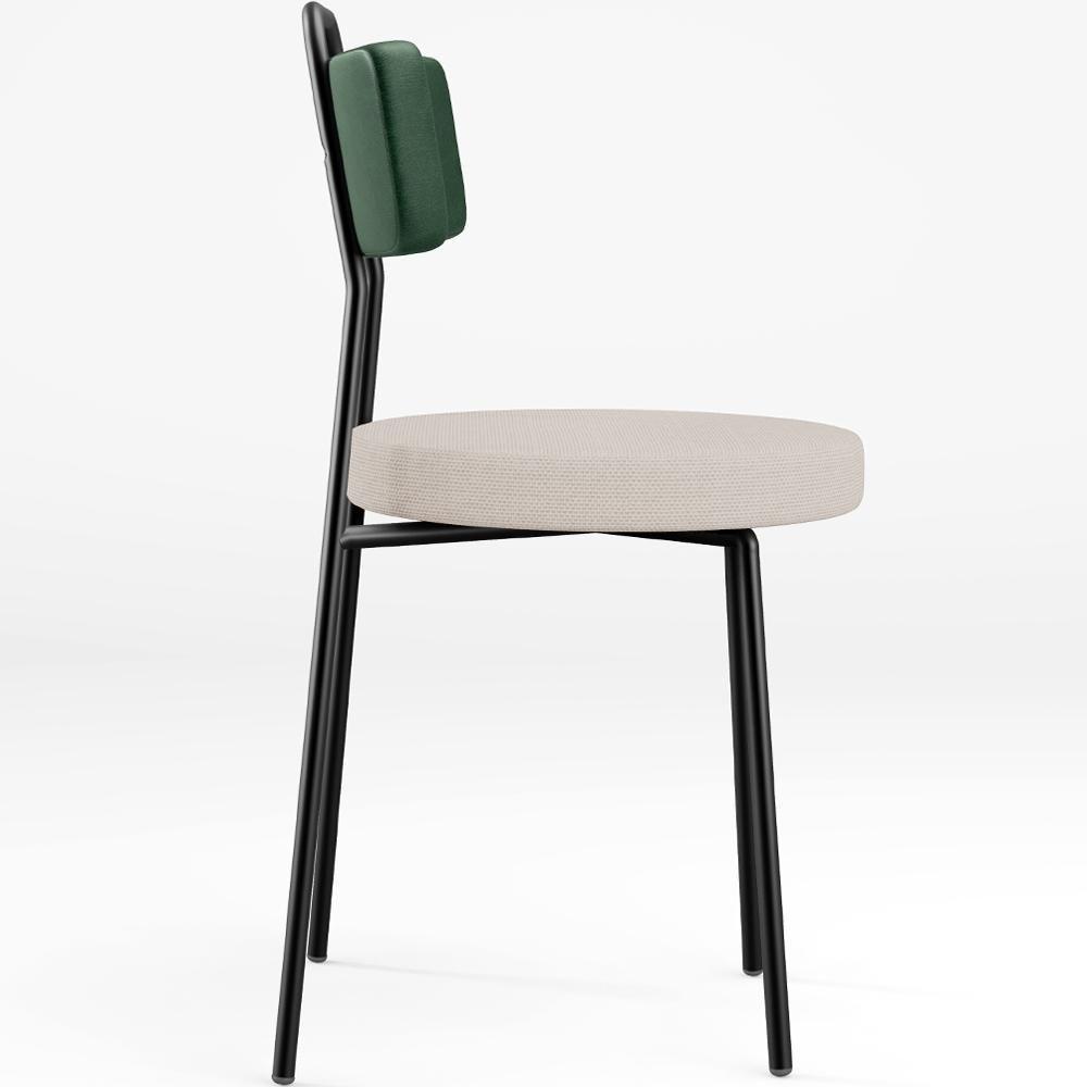 Cadeira Decorativa Estofada Para Sala De Jantar Barcelona L02 Facto Verde Musgo Linho Bege - 3