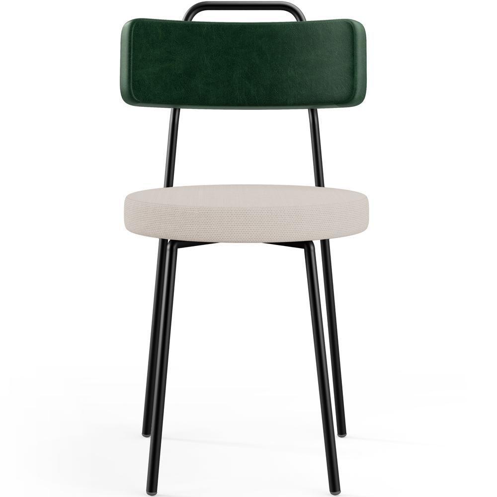 Cadeira Decorativa Estofada Para Sala De Jantar Barcelona L02 Facto Verde Musgo Linho Bege - 6