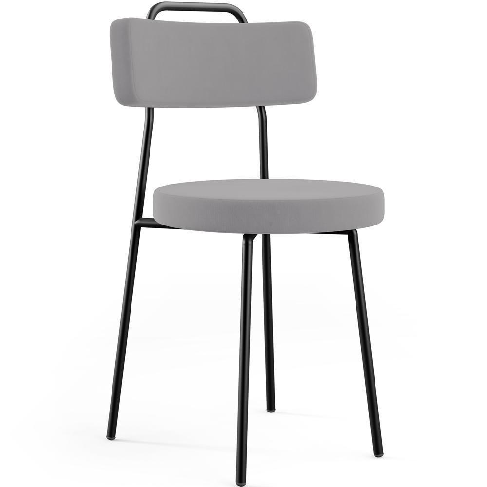 Kit 02 Cadeiras Decorativas Estofada Para Sala De Jantar Barcelona L02 Suede Cinza - 8