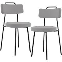 Kit 02 Cadeiras Decorativas Estofada Para Sala De Jantar Barcelona L02 Suede Cinza - 1