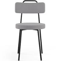 Kit 02 Cadeiras Decorativas Estofada Para Sala De Jantar Barcelona L02 Suede Cinza - 5