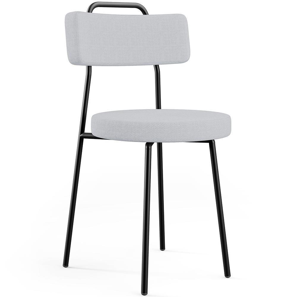 Kit 02 Cadeiras Decorativas Estofada Para Sala De Jantar Barcelona L02 Linho Cinza - 6