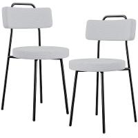 Kit 02 Cadeiras Decorativas Estofada Para Sala De Jantar Barcelona L02 Linho Cinza - 1