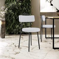 Kit 02 Cadeiras Decorativas Estofada Para Sala De Jantar Barcelona L02 Linho Cinza - 3