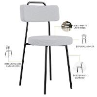 Kit 02 Cadeiras Decorativas Estofada Para Sala De Jantar Barcelona L02 Linho Cinza - 7