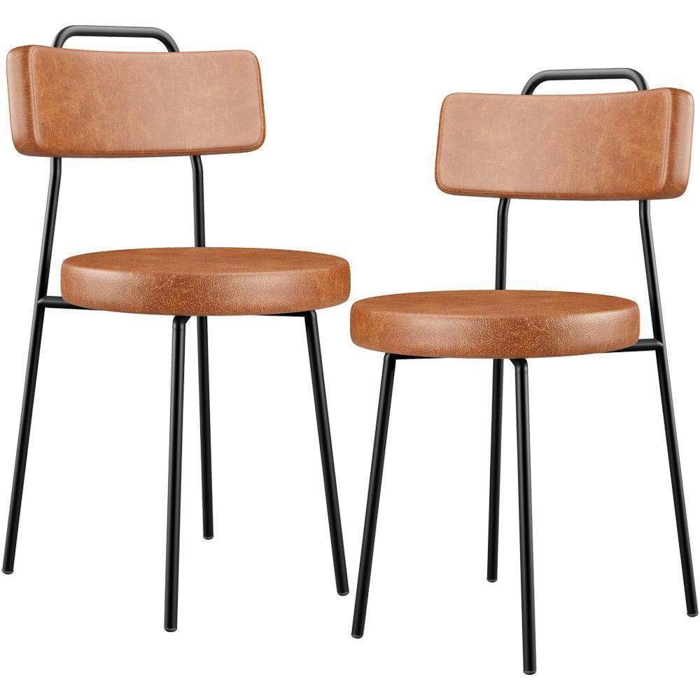 Kit 02 Cadeiras Decorativas Estofada Para Sala De Jantar Barcelona L02 Couríssimo Camel - 1