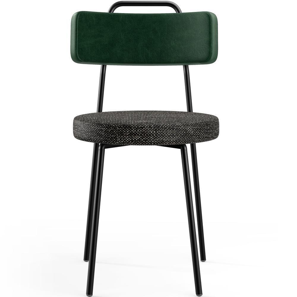 Cadeira Decorativa Estofada Para Sala De Jantar Barcelona L02 Facto Verde Musgo Linho Chumbo - 5