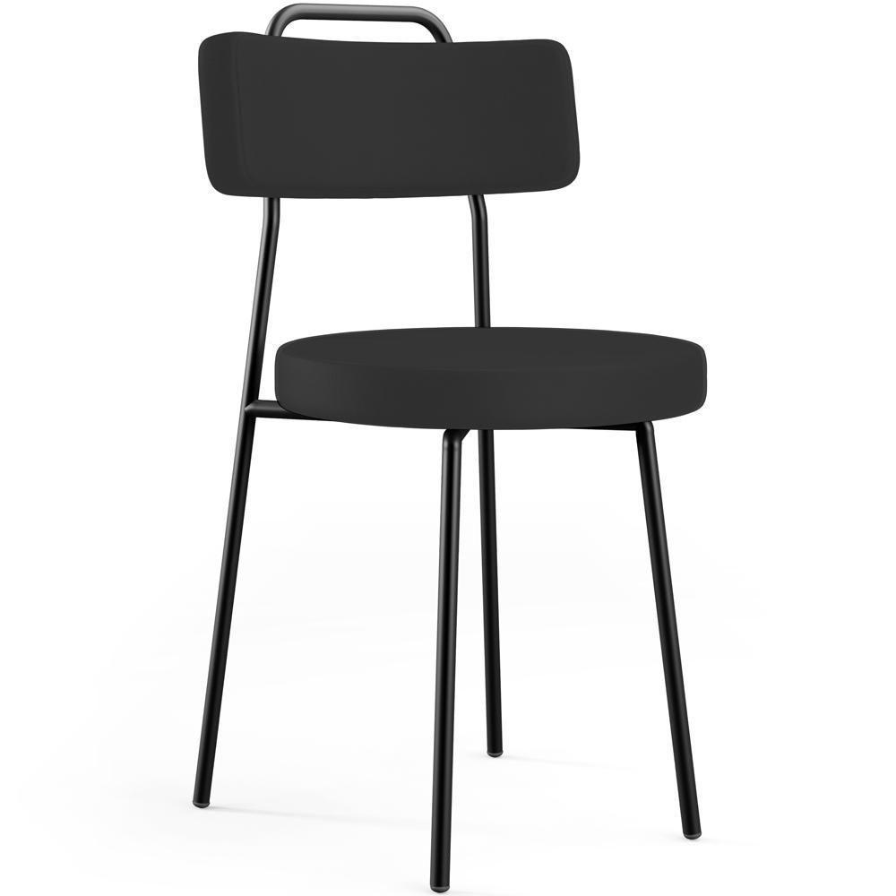 Kit 02 Cadeiras Decorativas Estofada Para Sala De Jantar Barcelona L02 Facto Preto - 8