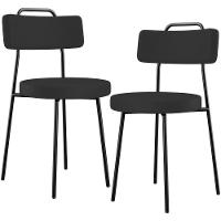 Kit 02 Cadeiras Decorativas Estofada Para Sala De Jantar Barcelona L02 Facto Preto - 1
