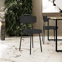 Kit 02 Cadeiras Decorativas Estofada Para Sala De Jantar Barcelona L02 Facto Preto - 3