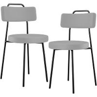 Kit 02 Cadeiras Decorativas Estofada Para Sala De Jantar Barcelona L02 Facto Cinza - 1