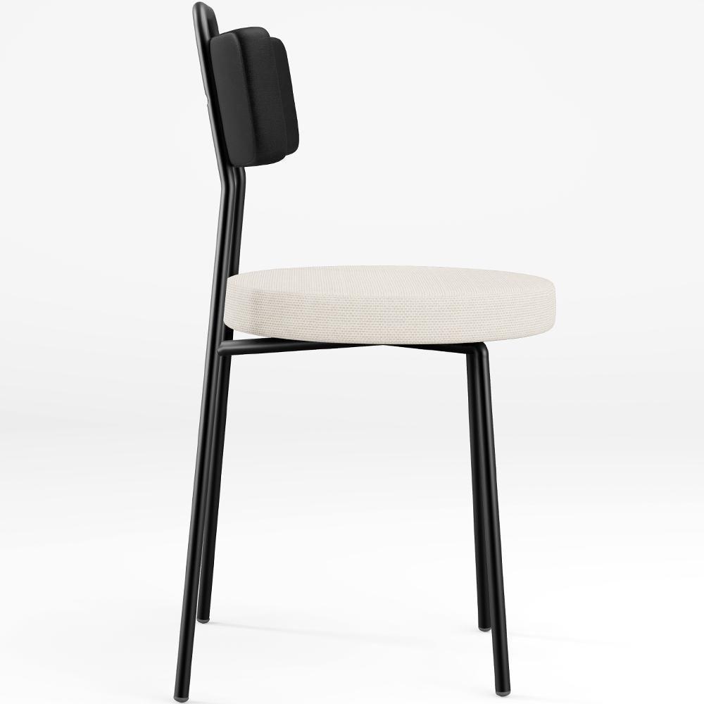 Cadeira Decorativa Estofada Para Sala De Jantar Barcelona L02 Couríssimo Preto Linho Cru - 4