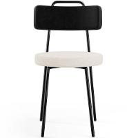 Cadeira Decorativa Estofada Para Sala De Jantar Barcelona L02 Couríssimo Preto Linho Cru - 5