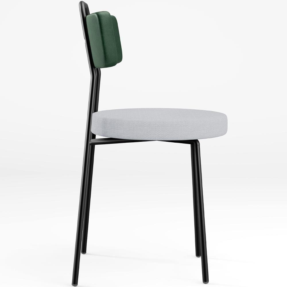 Cadeira Decorativa Estofada Para Sala De Jantar Barcelona L02 Facto Verde Musgo Linho Cinza - 3