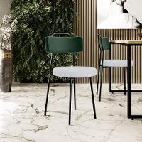 Cadeira Decorativa Estofada Para Sala De Jantar Barcelona L02 Facto Verde Musgo Linho Cinza - 7