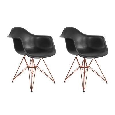 Kit 2 Poltronas Daw Eiffel Eames Com Braço Preto UP Home
