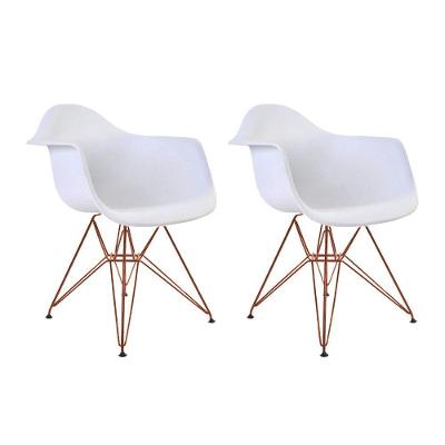 Kit 2 Poltronas Daw Eiffel Eames Com Braço Branco Preto UP Home
