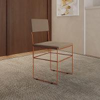 Kit 4 Cadeiras De Jantar Estofadas Veludo Bege Base Cobre Vitoria - Marrom - 5