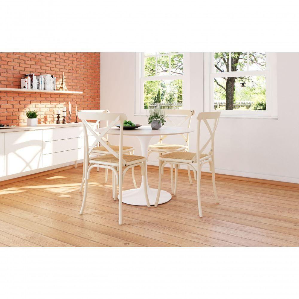 Kit 4 Cadeiras Katrina X Off White Assento Bege Aço New Green - Bege - 1