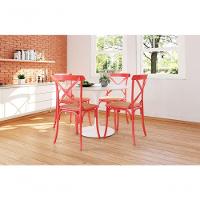 Kit 8 Cadeiras Katrina X Vermelha Assento Bege New Green - Bege - 1