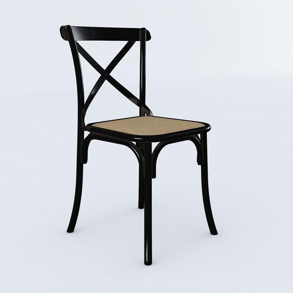 Kit 6 Cadeiras Katrina Preta Assento Corano Bege Aço New Green - Bege - 3