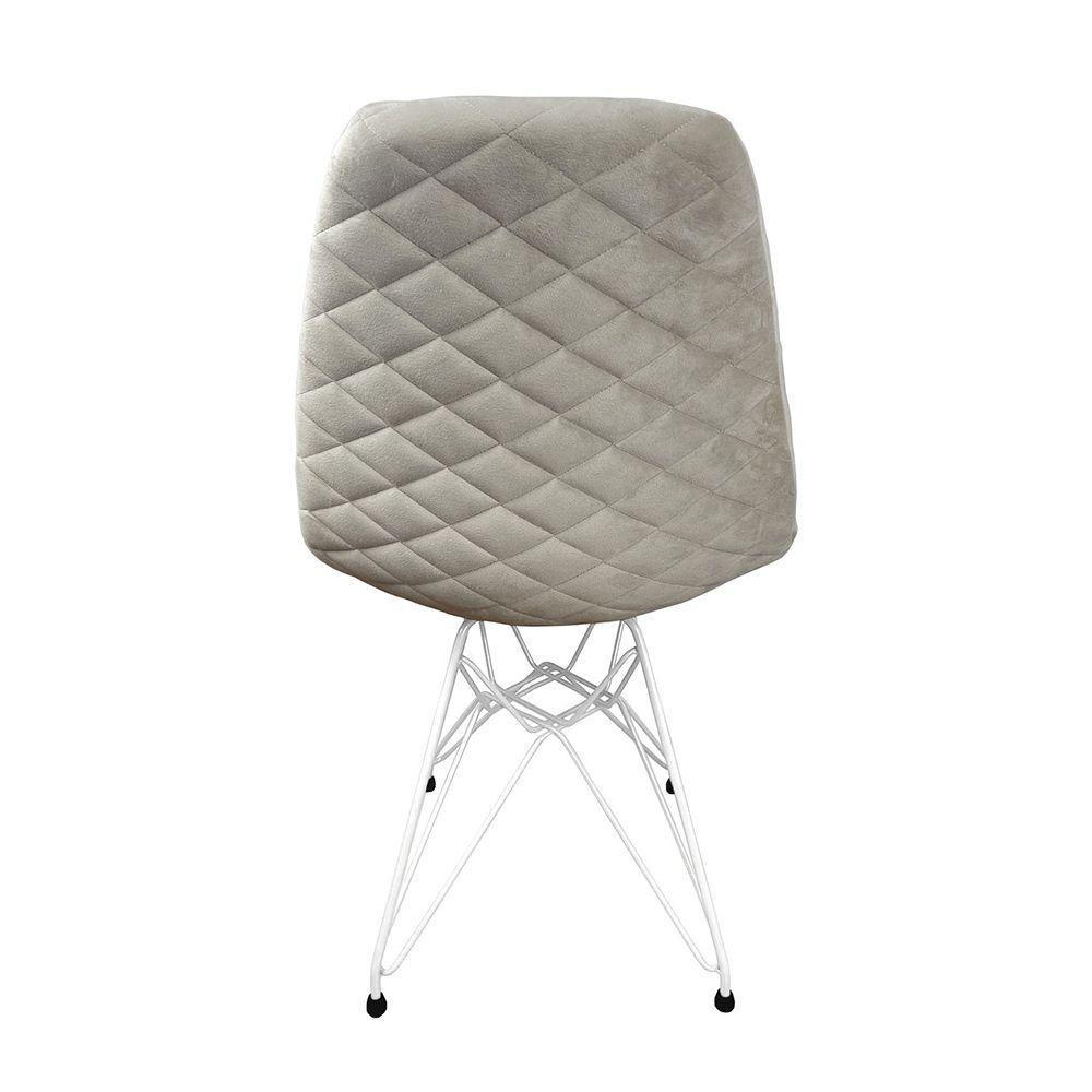 Kit 6 Cadeiras Jantar Estofadas Nude Eiffel Eames Base Ferro Branco - Cor: Nude - 3