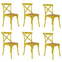 Kit 6 Cadeiras Katrina X Amarela Assento Bege New Green - Bege - 5