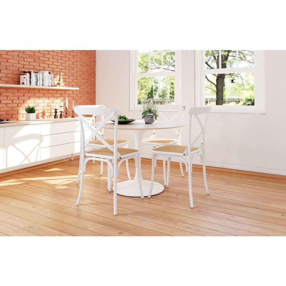 Kit 10 Cadeiras Katrina X Branca Assento Bege Aço New Green - Bege - 1