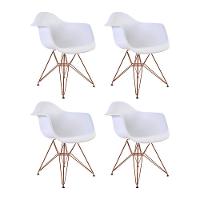 Kit 4 Poltronas Eiffel Eames Brancas Com Braço Daw Em Ferro Cobre - Cor: Preto - 1