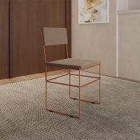 Kit 2 Cadeiras De Jantar Estofadas Veludo Bege Base Cobre Vitoria - Marrom - 5