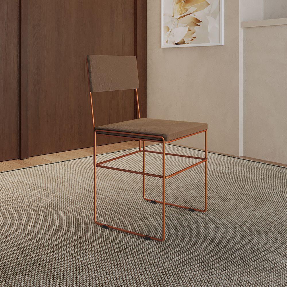 Kit 2 Cadeiras De Jantar Estofadas Veludo Marrom Base Cobre Vitoria - Marrom - 5