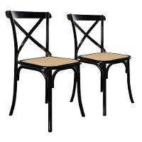 Kit 2 Cadeiras Cross Katrina Preta Assento Corano Bege Aço New Green - Bege - 1