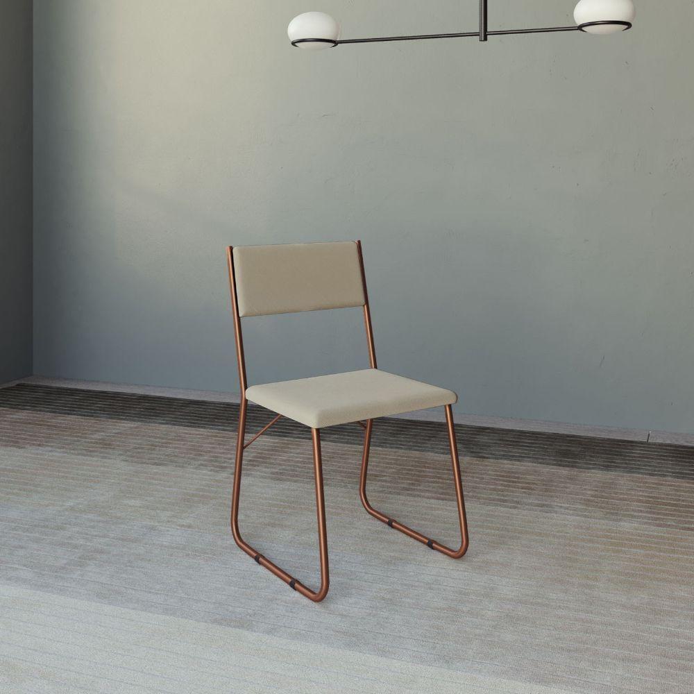 Kit 5 Cadeiras De Jantar Estofadas Angra - Cobre E Bege - Bege - 4