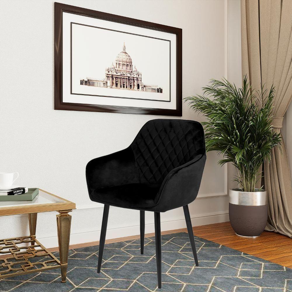 Cadeira Estofada Veludo Base Metal Barcelona - Preta - 7