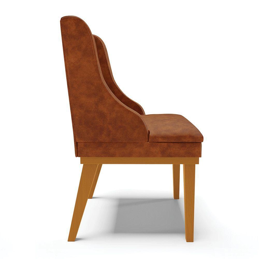 Kit 06 Cadeiras Liz Corano Base Fixa Madeira Castanho Nozes - 2