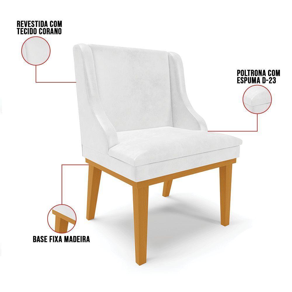 Kit 2 Cadeiras Liz Corano Base Fixa Madeira Castanho Branco - 4